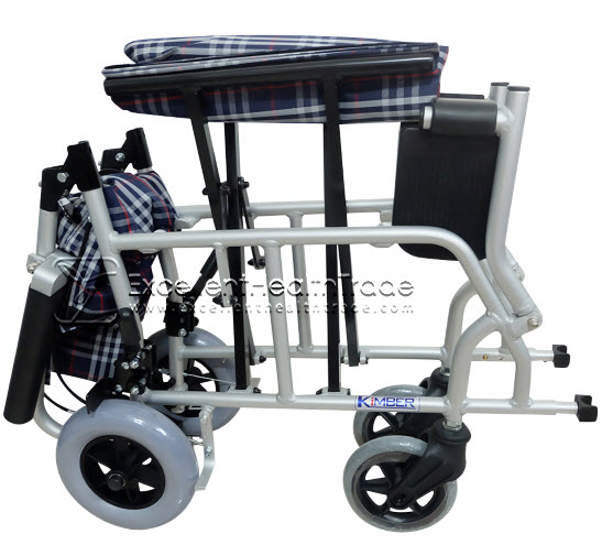 00658: รถเข็นพกพาล้อหนา - พร้อมกระเป๋า (Portable Alloy Wheelchair KIMBER) (WS-01) - น้ำเงิน